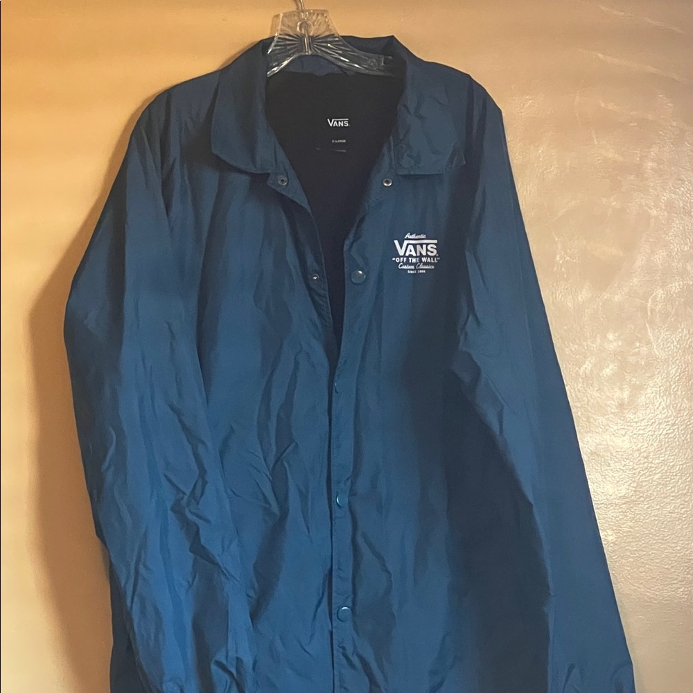Vans Men's Dark Blue Snap-Front Windbreaker - Picture 2 of 6